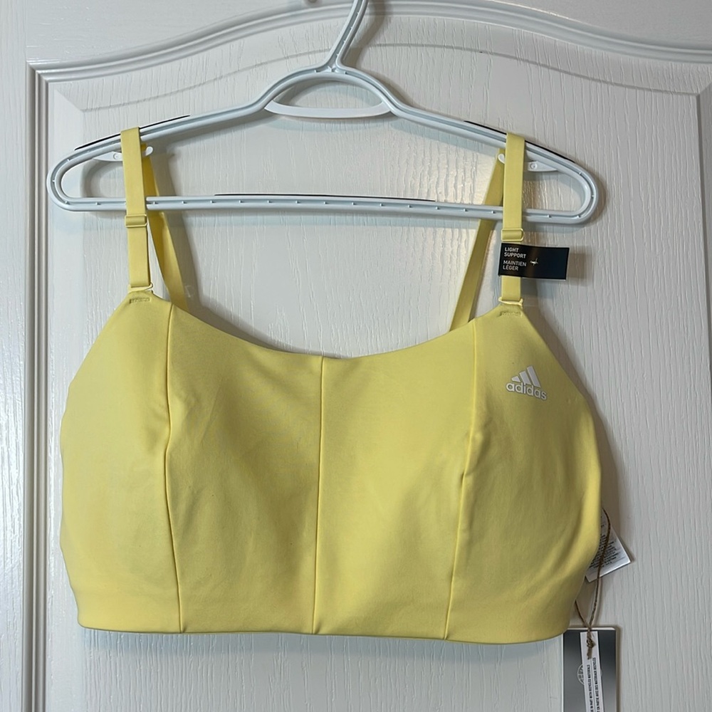 Adidas Yoga Studio Light Support Training Sports Bra Yellow Size 2X - Picture 3 of 16